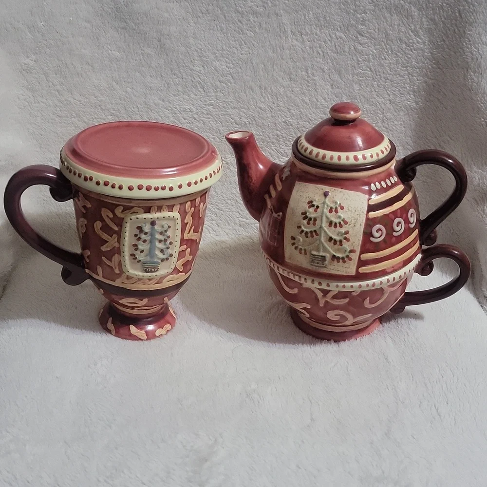Vintage Pfaltzgraff Holiday Spice teapot and mug set